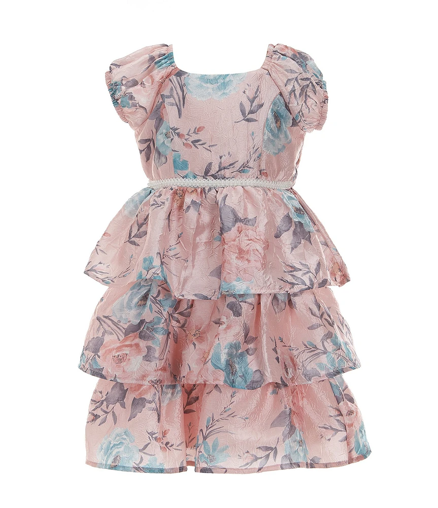 Xtraordinary Little Girls 4-6X Short-Sleeve Floral Tiered Fit-And-Flare Dress