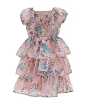 Xtraordinary Little Girls 4-6X Short-Sleeve Floral Tiered Fit-And-Flare Dress