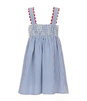 Xtraordinary Little Girls 4-6X Sleeveless Ricrac-Trimmed Striped Seersucker Dress