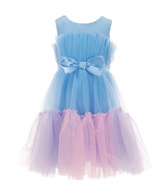 Xtraordinary Little Girls 4-6X Sleeveless Solid/Rainbow-Hem Fit & Flare Dress