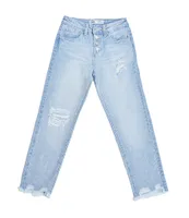 YMI Jeanswear Big Girls 7-14 High-rise Distressed Straight Leg Jean