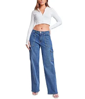 YMI Jeanswear High Rise Cargo Straight Leg Jeans