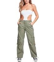 YMI Jeanswear High Rise Drawstring Hem Relaxed Cargo Pants