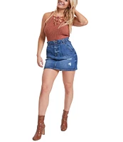 YMI Jeanswear High Rise Paper Bag Waistband Denim Skirt