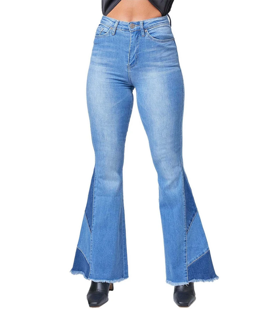 YMI Jeanswear High Rise Side Panel Detail Flare Jeans