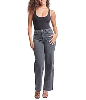 YMI Jeanswear High Rise Side Slit Hem Straight Leg Jeans