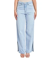 YMI Jeanswear High Rise Side Slit Hem Straight Leg Jeans