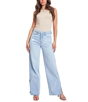 YMI Jeanswear High Rise Side Slit Hem Straight Leg Jeans