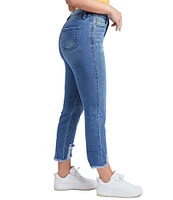 YMI Jeanswear High Rise Slim Straight Leg Raw Ankle Jeans