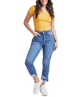 YMI Jeanswear High Rise Slim Straight Leg Raw Ankle Jeans