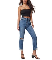 YMI Jeanswear High Rise Slim Straight Leg Raw Ankle Jeans