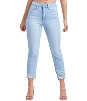 YMI Jeanswear High Rise Slim Straight Leg Raw Ankle Jeans