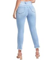 YMI Jeanswear High Rise Slim Straight Leg Raw Ankle Jeans