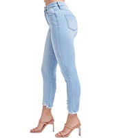 YMI Jeanswear High Rise Slim Straight Leg Raw Ankle Jeans