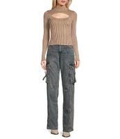 YMI Jeanswear High Rise Straight Leg Cargo Jeans