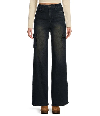 YMI Jeanswear High Rise Wide Leg Cargo Jeans