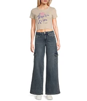 YMI Jeanswear High Rise Wide Leg Skater Cargo Jeans