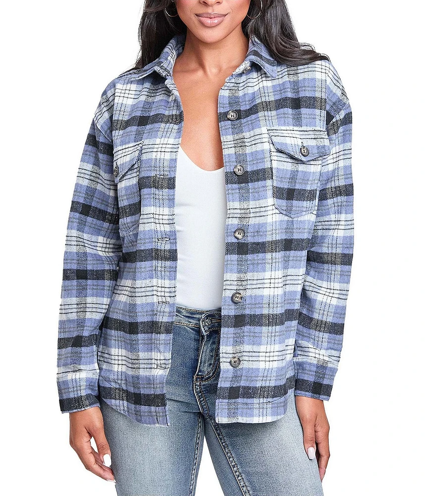 YMI Jeanswear Long Sleeve Plaid Shacket