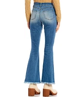 YMI Jeanswear Love Mid Rise Fray Hem Flare Jeans