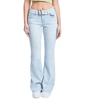 YMI Jeanswear Low Rise Denim Belt Frayed Hem Flare Jeans