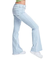 YMI Jeanswear Low Rise Denim Belt Frayed Hem Flare Jeans