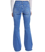 YMI Jeanswear Low Rise Denim Belt Frayed Hem Flare Jeans