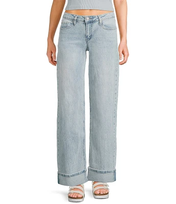 YMI Jeanswear Low Rise Loose Fit Cuffed Wide Leg Jeans