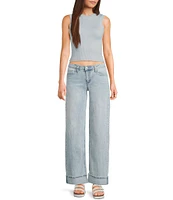 YMI Jeanswear Low Rise Loose Fit Cuffed Wide Leg Jeans
