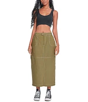 YMI Jeanswear Mid Rise Cargo Maxi Skirt