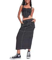 YMI Jeanswear Mid Rise Cargo Maxi Skirt