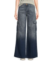 YMI Jeanswear Mid Rise Cargo Wide Leg Jeans