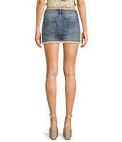 YMI Jeanswear Mid Rise Lace Trimmed Micro Miniskirt