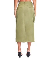 YMI Jeanswear Mid Rise Midi Cargo Skirt