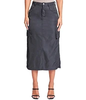 YMI Jeanswear Mid Rise Midi Cargo Skirt