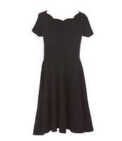 Zunie Big Girls Scallop Neckline A-Line Dress