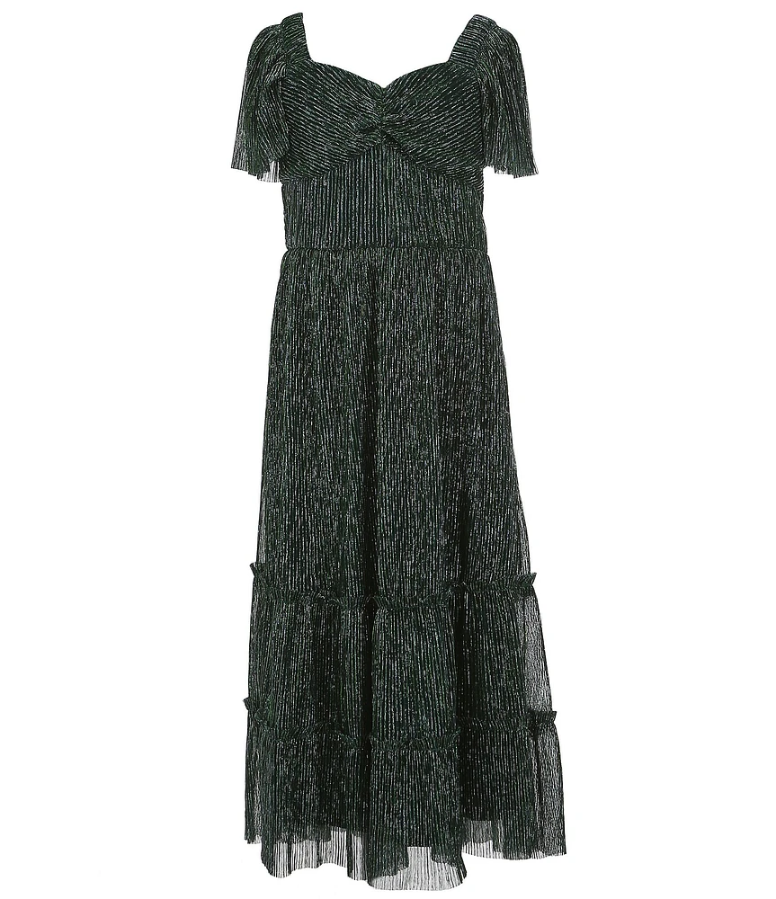Zunie Big Girls Short Sleeve Metallic Long Dress