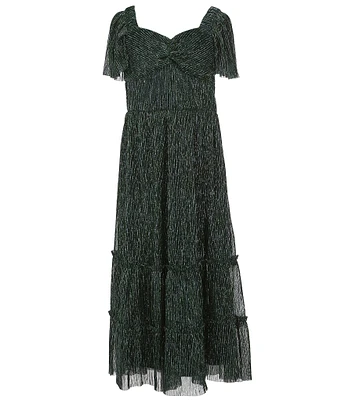 Zunie Big Girls Short Sleeve Metallic Long Dress