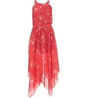Zunie Big Girls 7-16 Sleeveless Floral Chiffon Walk-Through Romper Dress