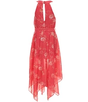 Zunie Big Girls 7-16 Sleeveless Floral Chiffon Walk-Through Romper Dress