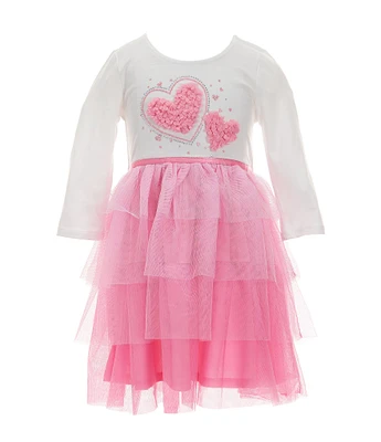 Zunie Little Girls 2-6X Long Sleeve Heart-Appliqued Bodice/Ombre Tutu-Skirted Dress