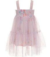 Zunie Little Girls Sleeveless Crocheted-Bodice/Tiered Mesh Skirted Dress