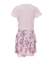 Zunie Little Girls 4-6X Sleeveless Floral-Printed Challis Long Dress & Short-Sleeve Cowgirl Rodeo T-Shirt Set