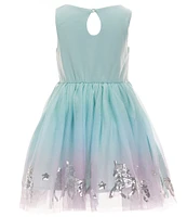 Zunie Little/Big Girls 4-8 Sleeveless Solid Ponte Bodice/Ombre Border-Hem Fit-And-Flare Dress