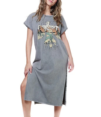 Zutter Short Sleeve Roam Free Midi Dress