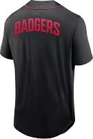 NCAA Men's Wisconsin Badgers Black Full Button Fashion Baseball Jersey