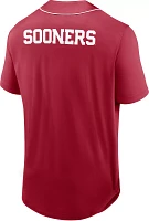 NCAA Men's Oklahoma Sooners Crimson Full Button Fashion Baseball Jersey