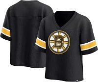 NHL Women's Boston Bruins Mesh Black V-Neck T-Shirt