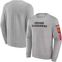 NHL Chicago Blackhawks Back Court Grey Crew Neck Sweatshirt