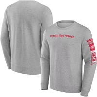 NHL Detroit Red Wings Back Court Grey Crew Neck Sweatshirt