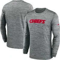 Nike Men's Kansas City Chiefs Sideline Velocity Dark Grey Heather Long Sleeve T-Shirt